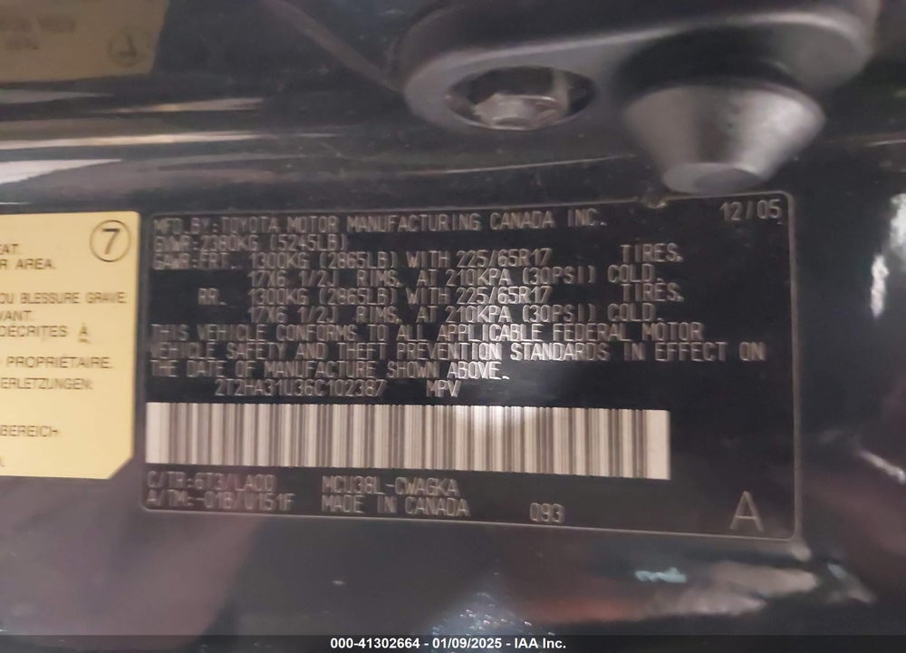 2006 LEXUS RX 330 VIN: 2T2HA31U36C102387