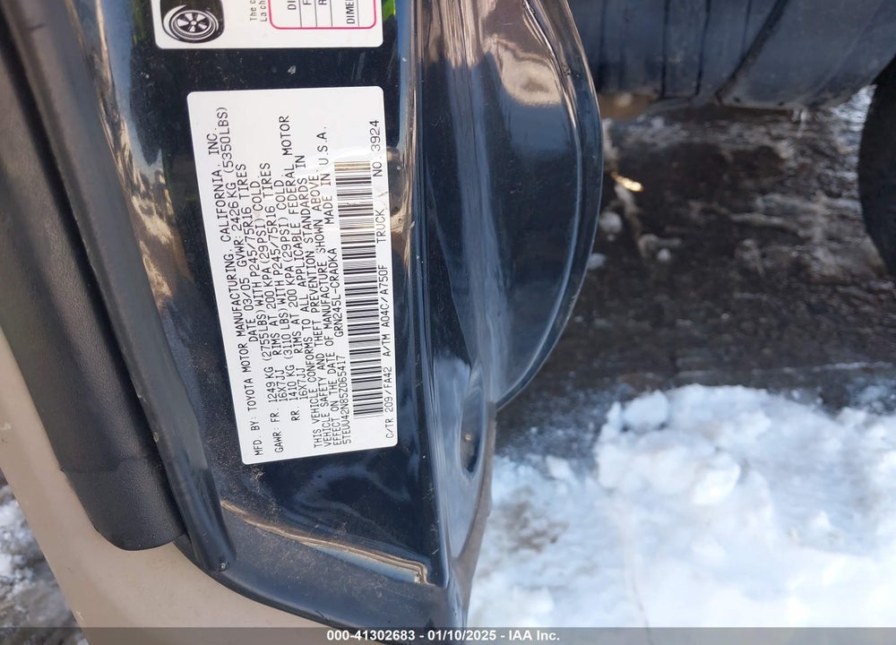 2005 TOYOTA TACOMA BASE V6 VIN: 5TEUU42N85Z065417