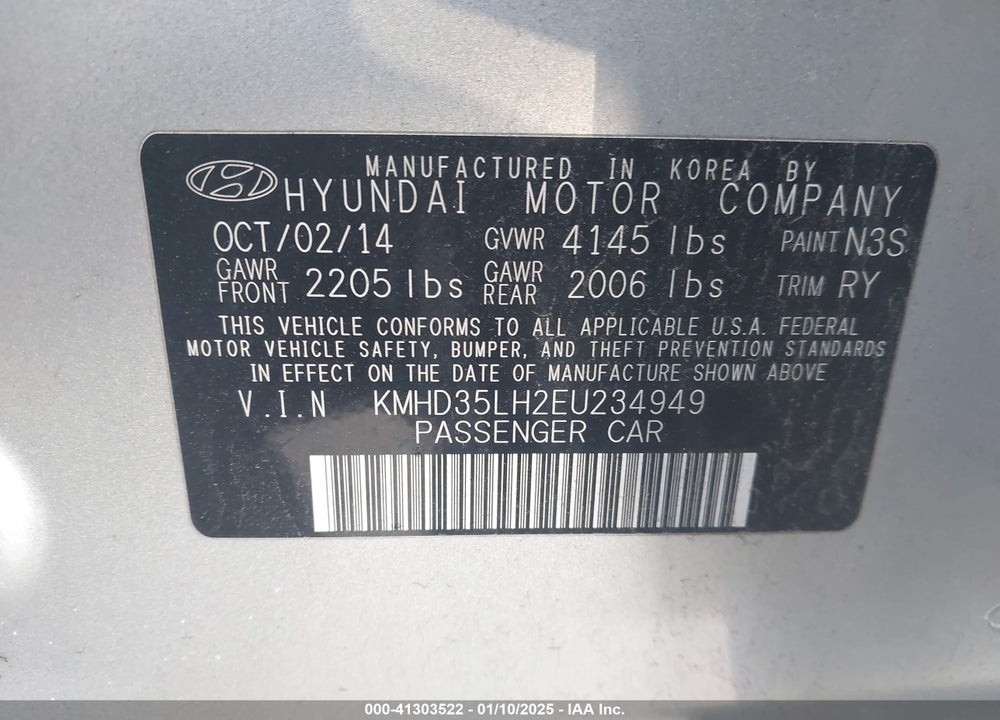 2014 HYUNDAI ELANTRA GT VIN: KMHD35LH2EU234949