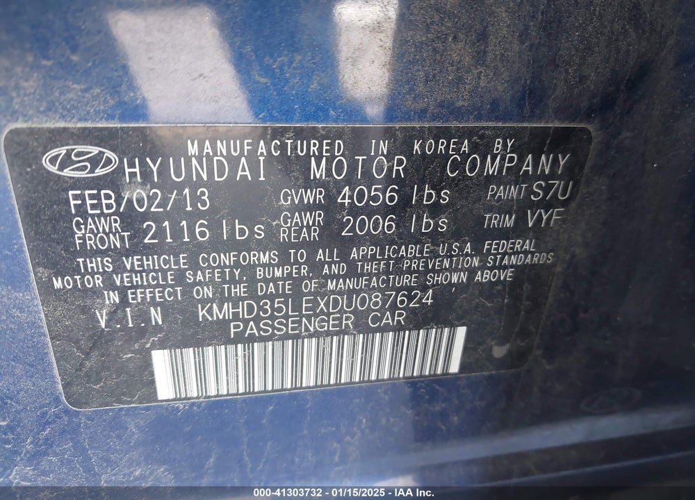 2013 HYUNDAI ELANTRA GT VIN: KMHD35LEXDU087624