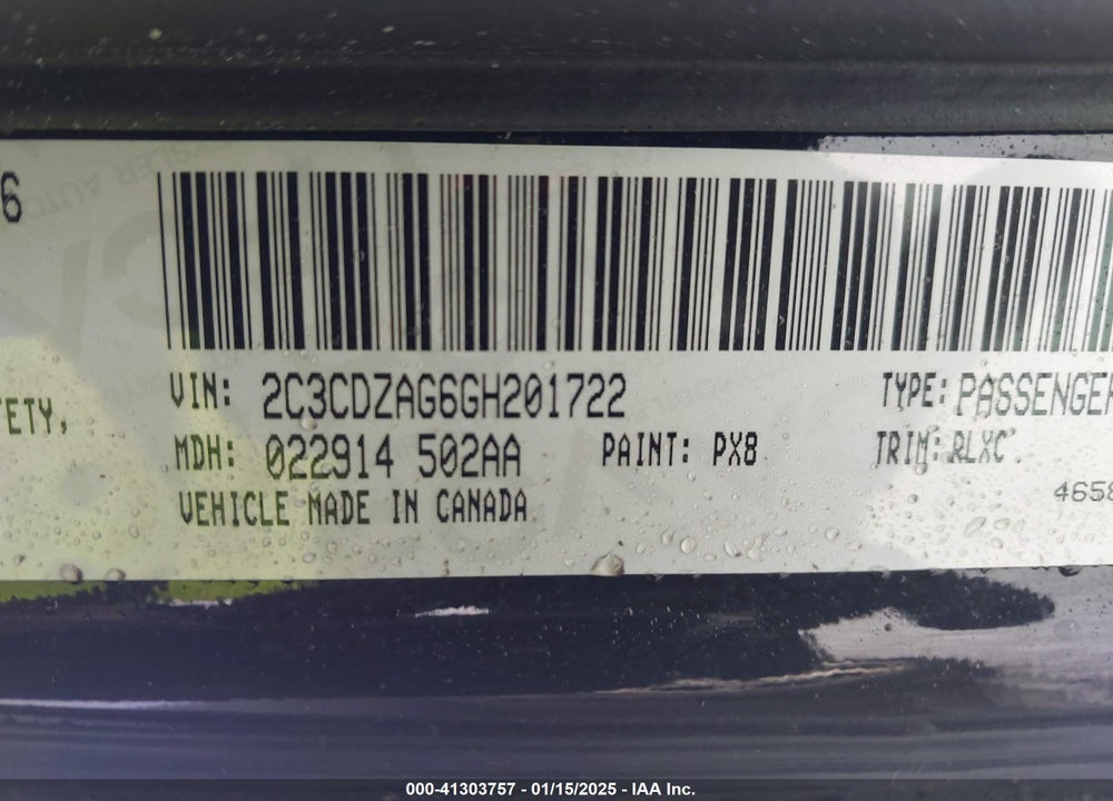2016 DODGE CHALLENGER SXT PLUS VIN: 2C3CDZAG6GH201722