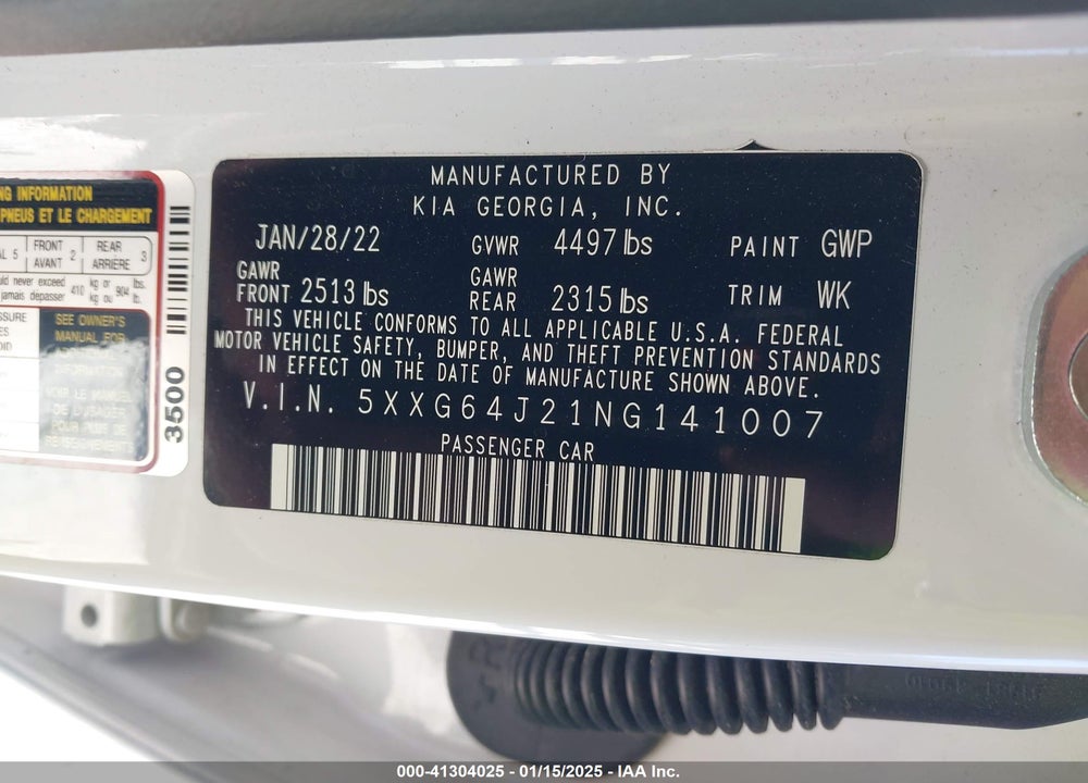 2022 KIA K5 GT LINE VIN: 5XXG64J21NG141007