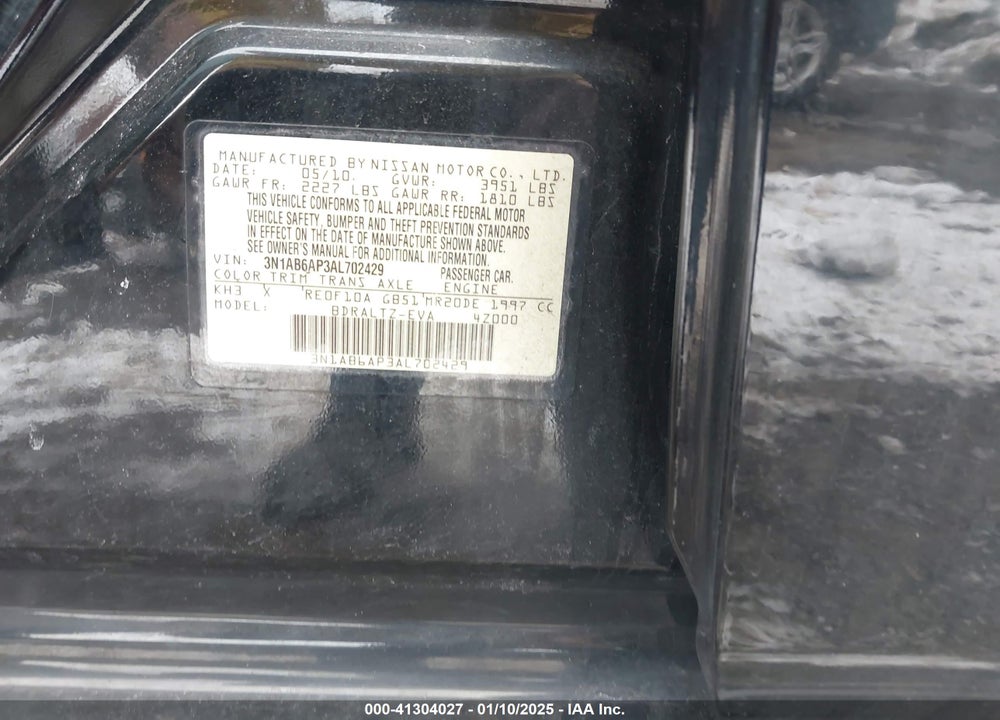 2010 NISSAN SENTRA VIN: 3N1AB6AP3AL702429