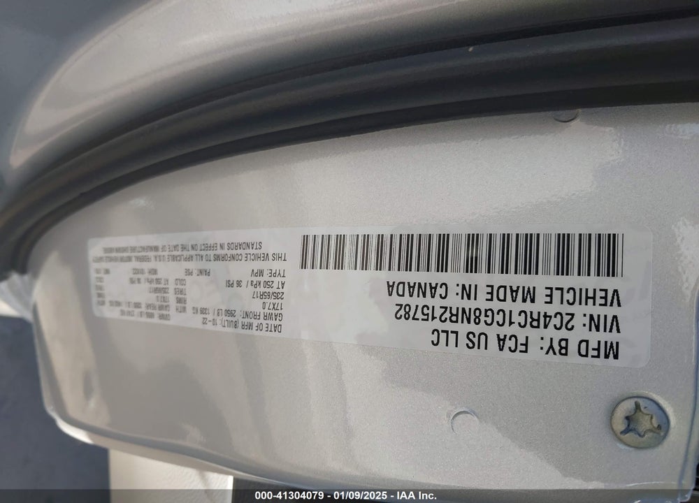 2022 CHRYSLER VOYAGER LX VIN: 2C4RC1CG8NR215782