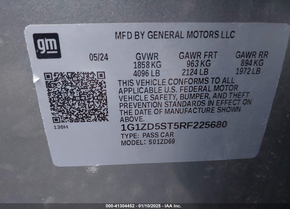 2024 CHEVROLET MALIBU FWD 1LT VIN: 1G1ZD5ST5RF225680