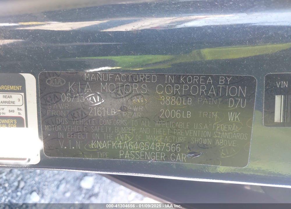 2016 KIA FORTE LX VIN: KNAFK4A64G5487566