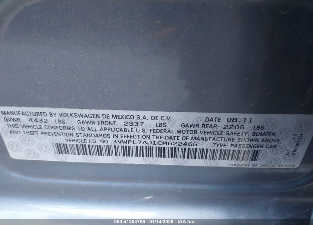 2012 VOLKSWAGEN JETTA SPORTWAGEN 2.0L TDI VIN: 3VWPL7AJ1CM622465