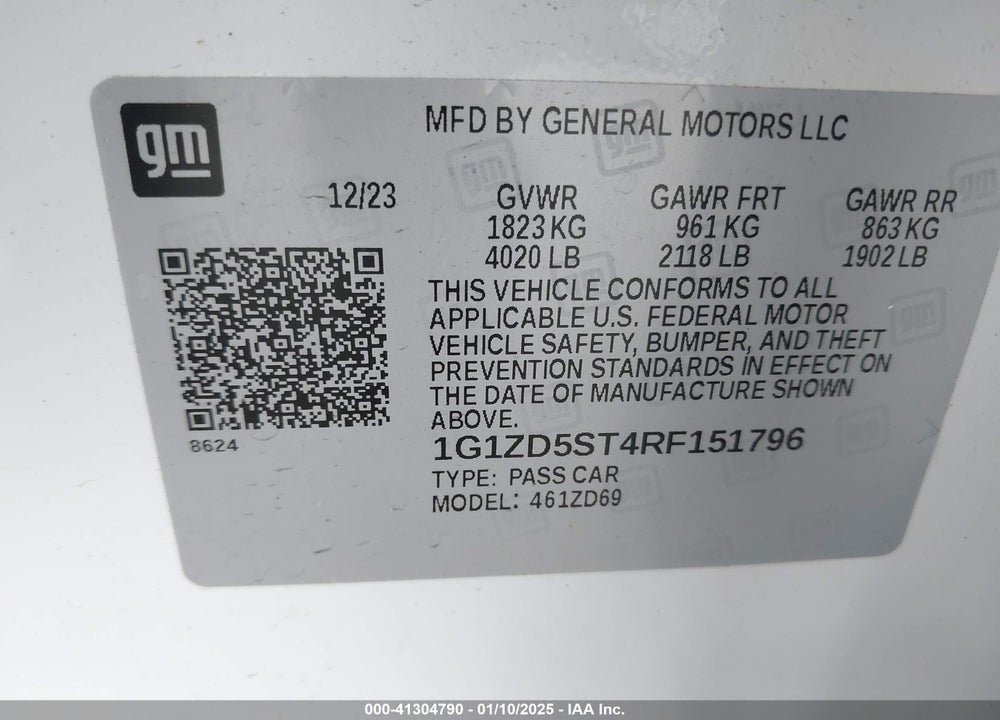2024 CHEVROLET MALIBU FWD 1LT VIN: 1G1ZD5ST4RF151796
