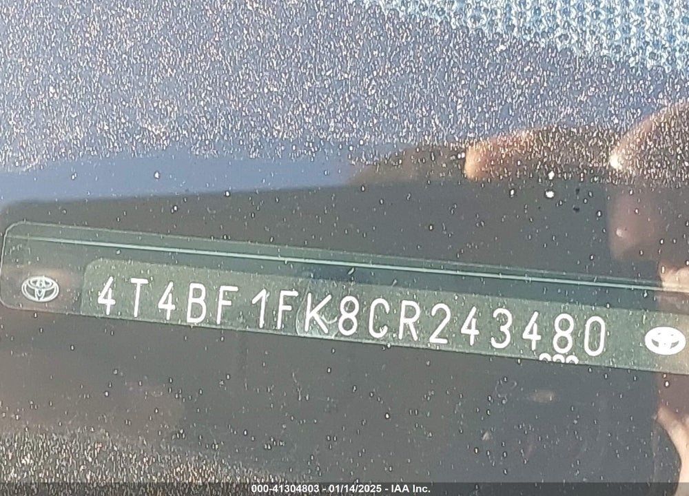 2012 TOYOTA CAMRY VIN: 4T4BF1FK8CR243480