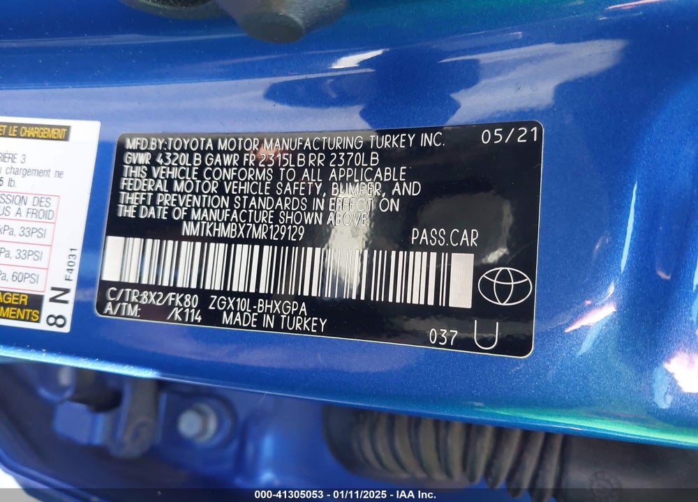2021 TOYOTA C-HR XLE VIN: NMTKHMBX7MR129129