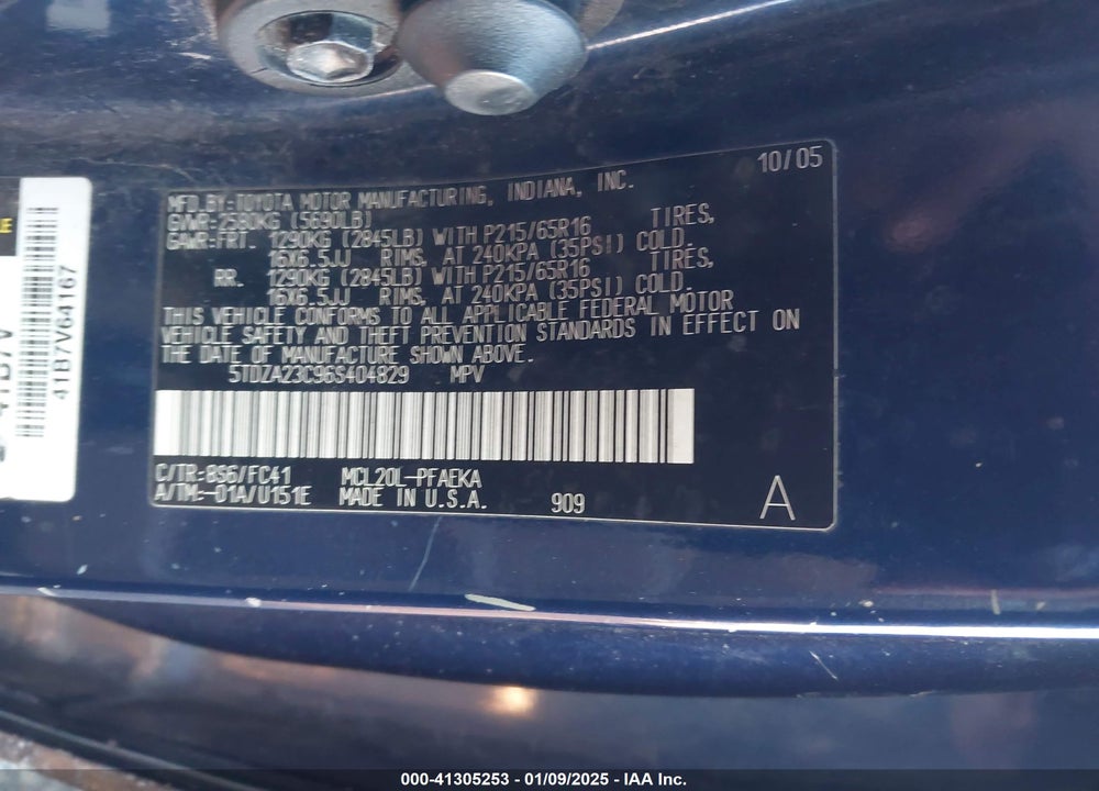 2006 TOYOTA SIENNA LE VIN: 5TDZA23C96S404829