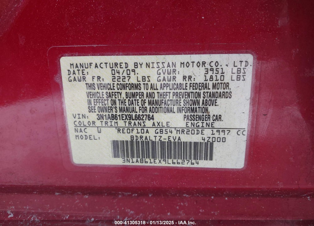 2009 NISSAN SENTRA 2.0S VIN: 3N1AB61EX9L662764