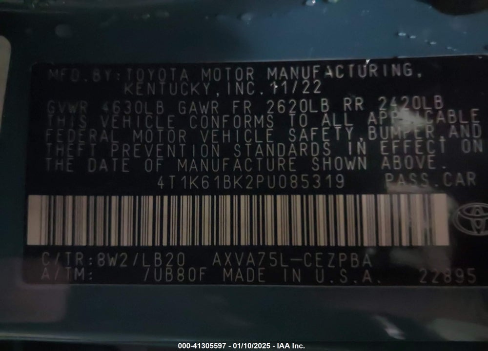 2023 TOYOTA CAMRY XSE AWD VIN: 4T1K61BK2PU085319