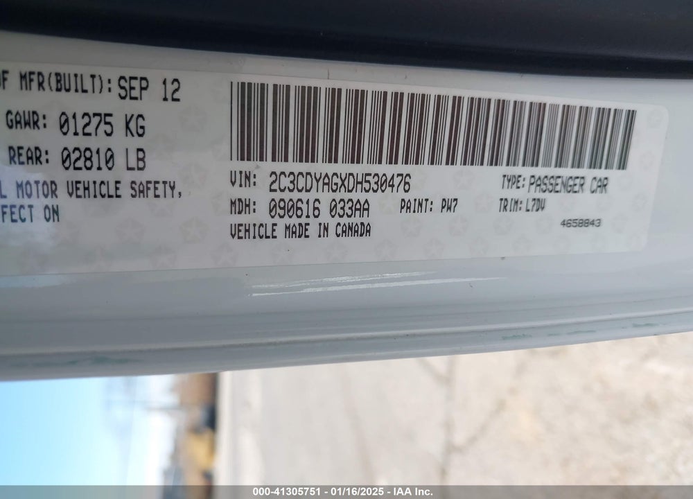 2013 DODGE CHALLENGER SXT VIN: 2C3CDYAGXDH530476