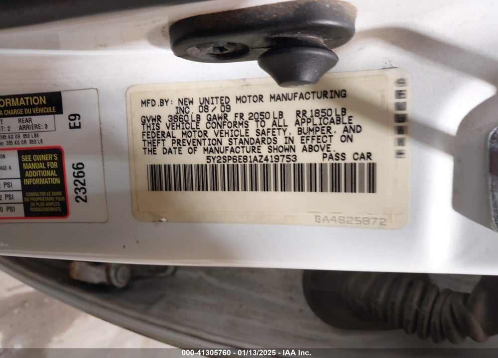 2010 PONTIAC VIBE VIN: 5Y2SP6E81AZ419753