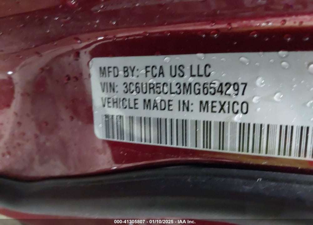 2021 RAM 2500 VIN: 3C6UR5CL3MG654297