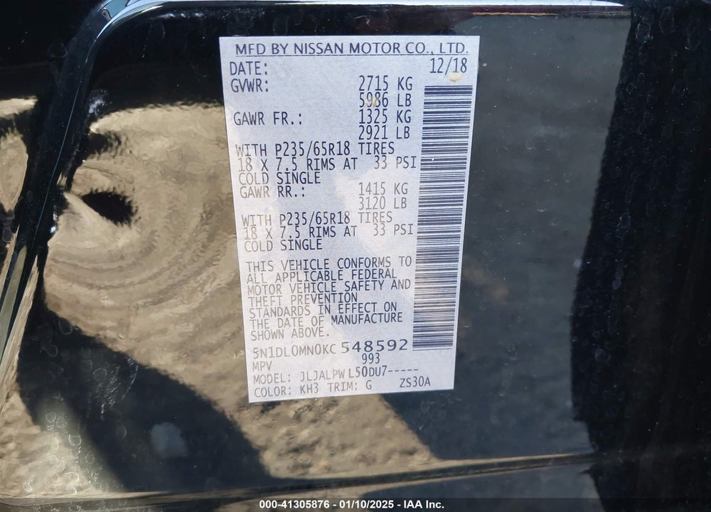 2019 INFINITI QX60 PURE VIN: 5N1DL0MN0KC548592