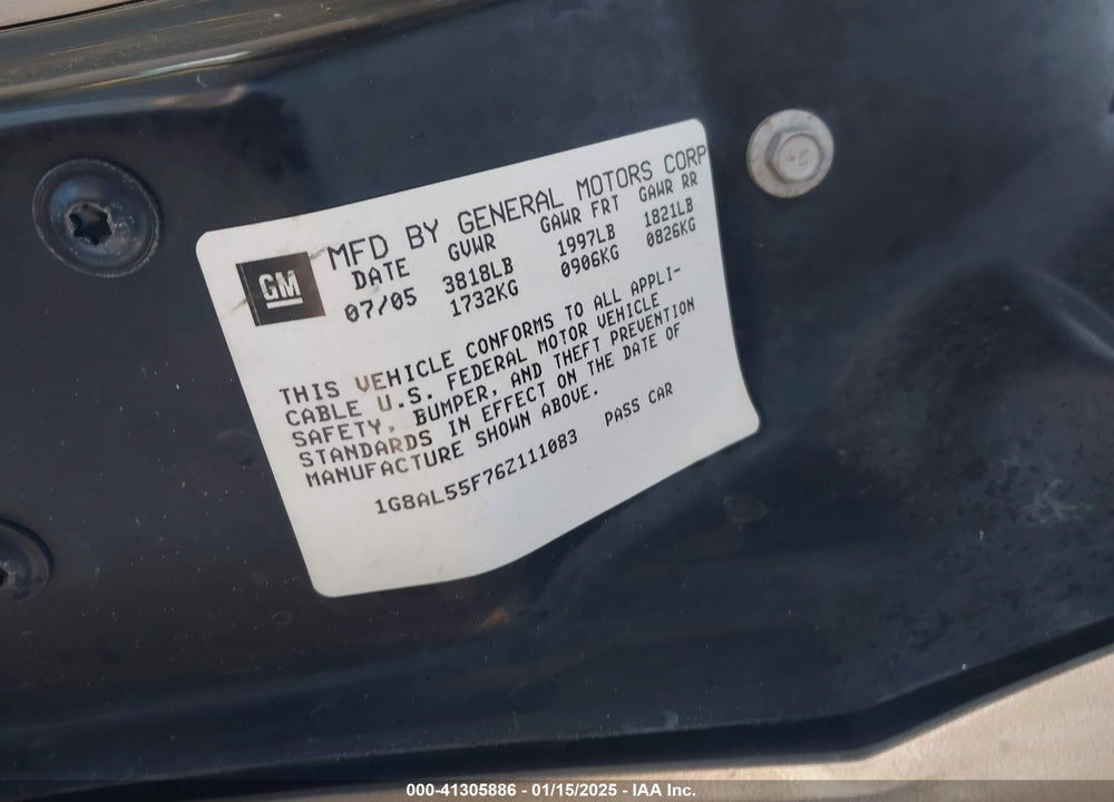 2006 SATURN ION 3 VIN: 1G8AL55F76Z111083
