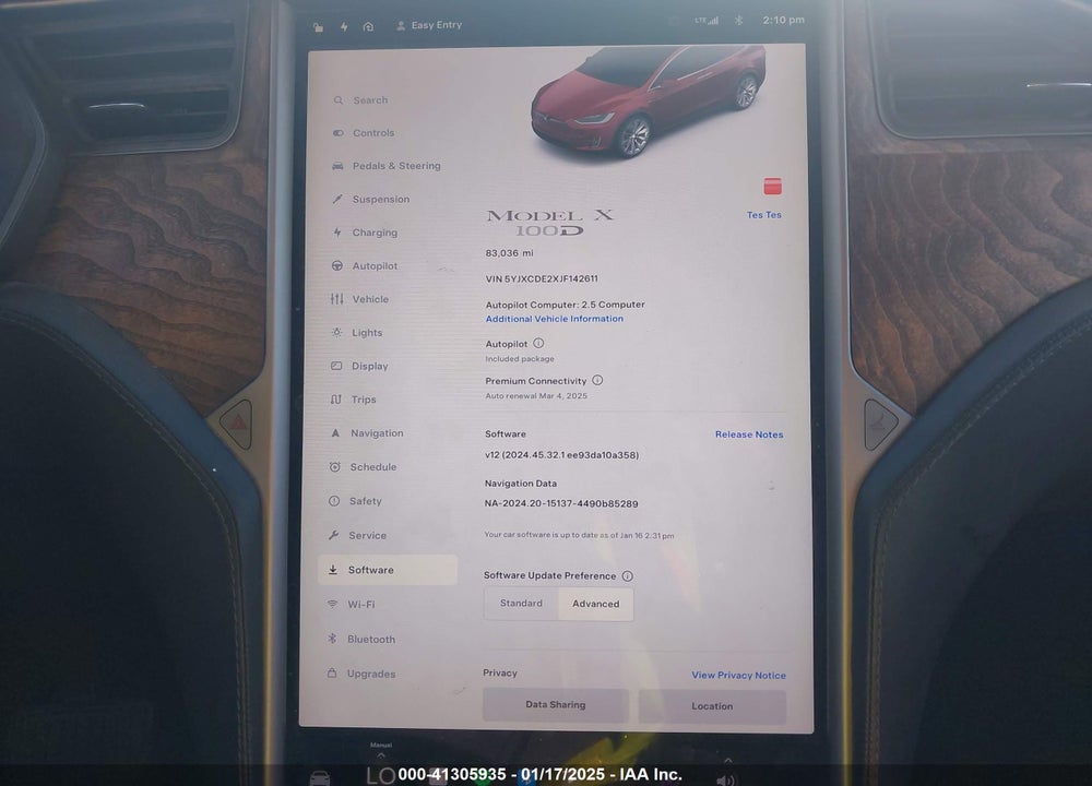 2018 TESLA MODEL X 100D/75D/P100D VIN: 5YJXCDE2XJF142611