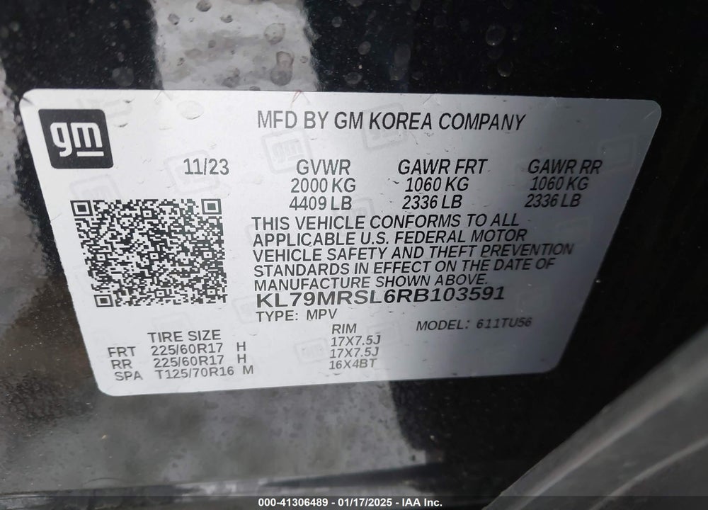 2024 CHEVROLET TRAILBLAZER VIN: KL79MRSL6RB103591