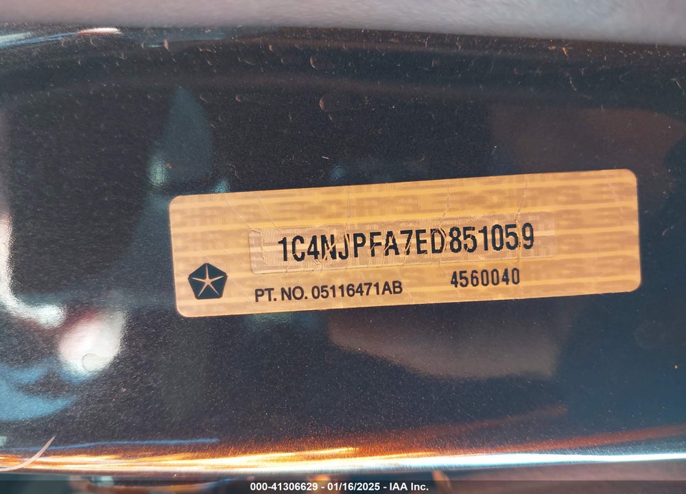 2014 JEEP PATRIOT HIGH ALTITUDE VIN: 1C4NJPFA7ED851059