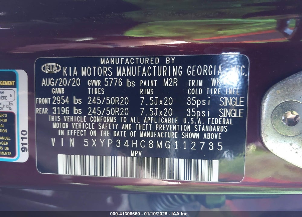 2021 KIA TELLURIDE EX VIN: 5XYP34HC8MG112735