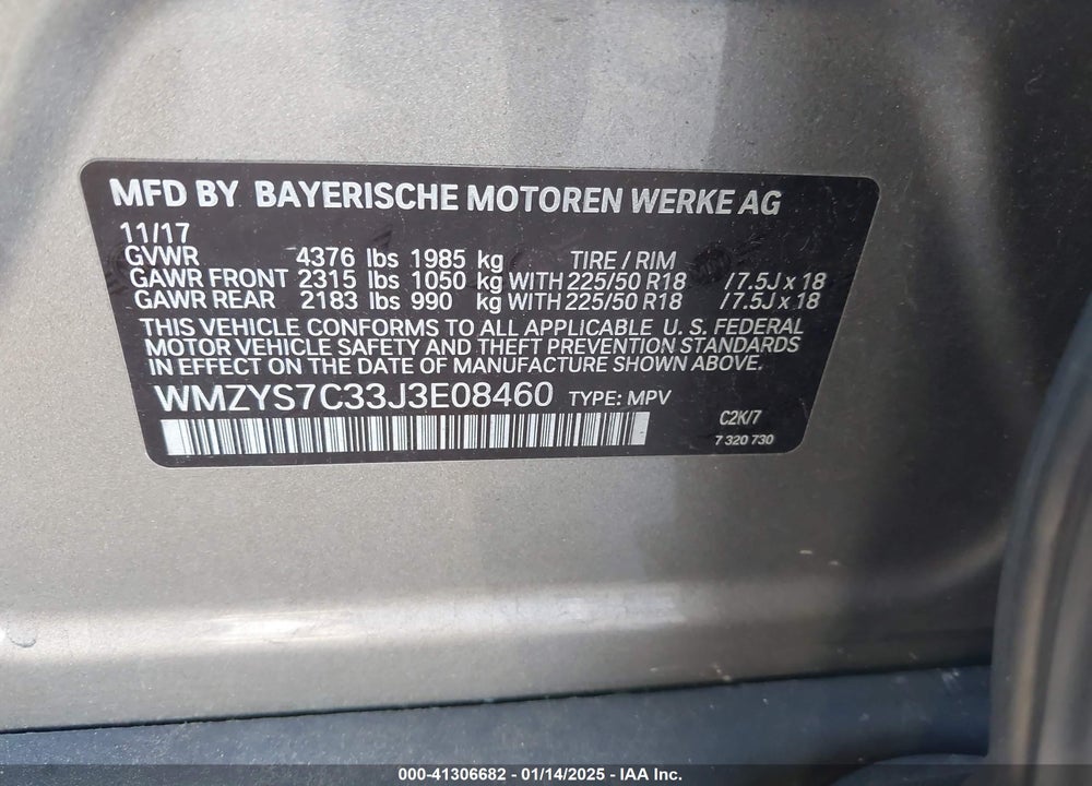 2018 MINI COUNTRYMAN COOPER VIN: WMZYS7C33J3E08460
