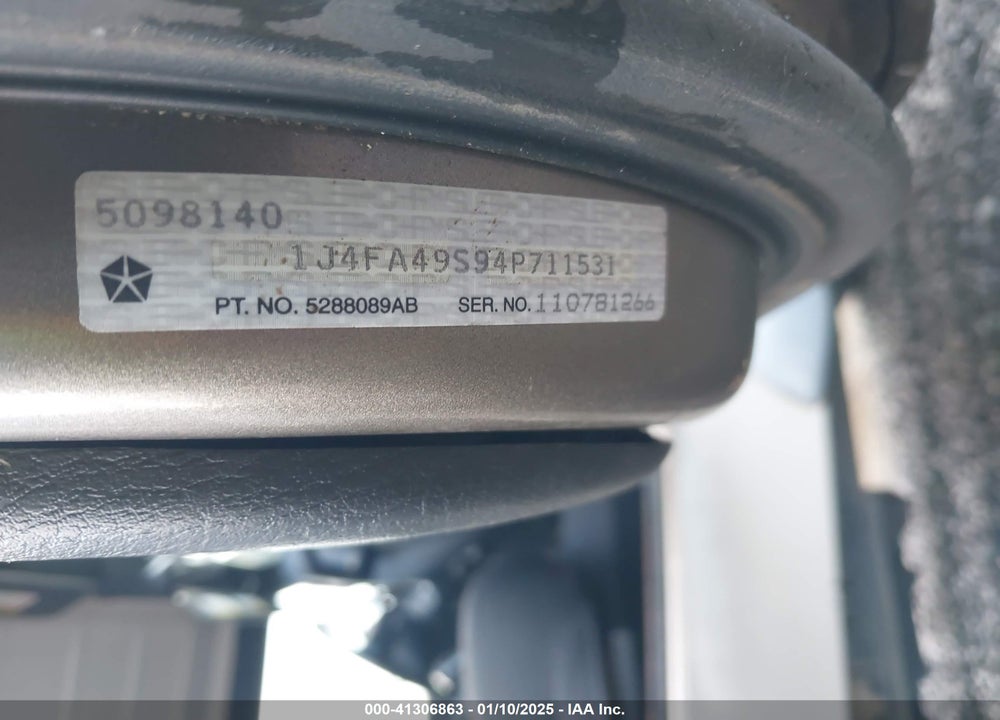 2004 JEEP WRANGLER SPORT VIN: 1J4FA49S94P711531