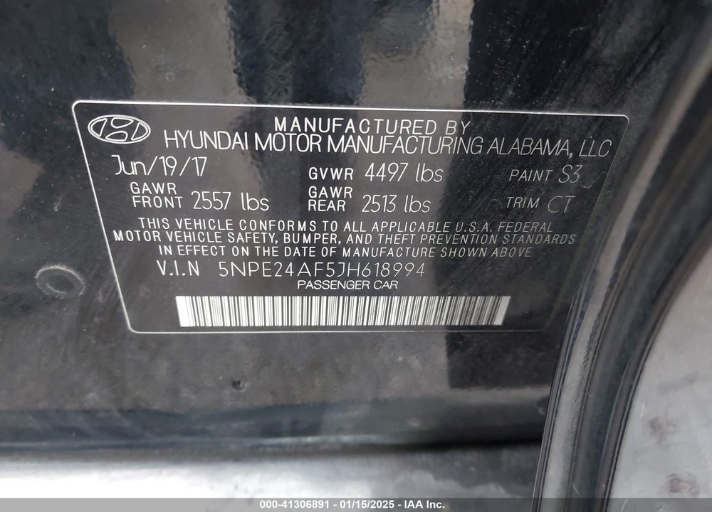 2018 HYUNDAI SONATA VIN: 5NPE24AF5JH618994