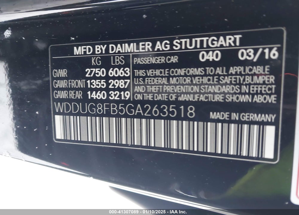 2016 MERCEDES-BENZ S VIN: WDDUG8FB5GA263518