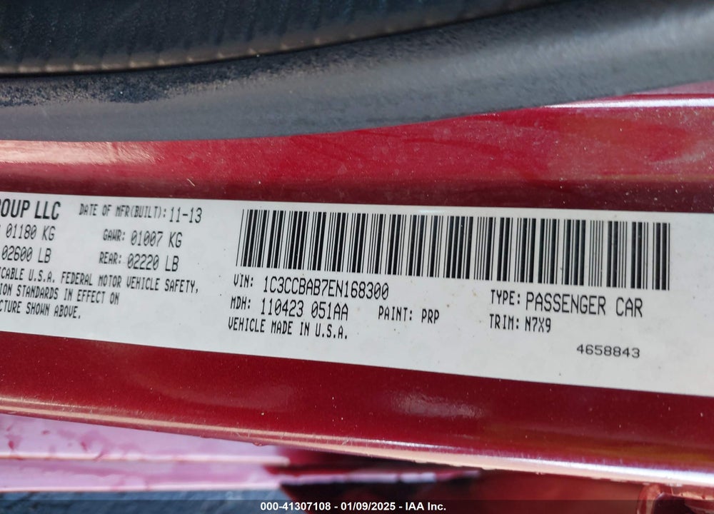 2014 CHRYSLER 200 LX VIN: 1C3CCBAB7EN168300