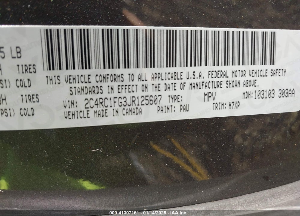 2018 CHRYSLER PACIFICA TOURING PLUS VIN: 2C4RC1FG3JR125607