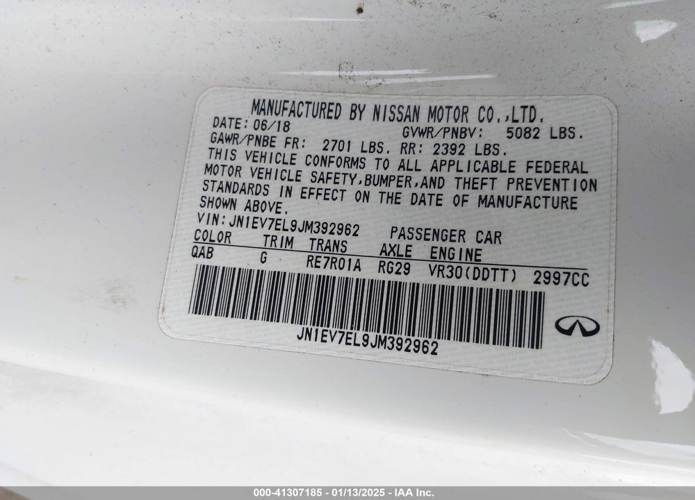 2018 INFINITI Q60 VIN: JN1EV7EL9JM392962