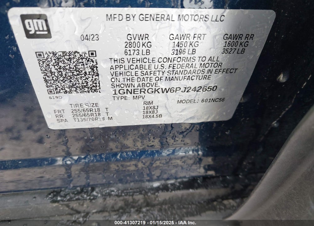 2023 CHEVROLET TRAVERSE VIN: 1GNERGKW6PJ242650