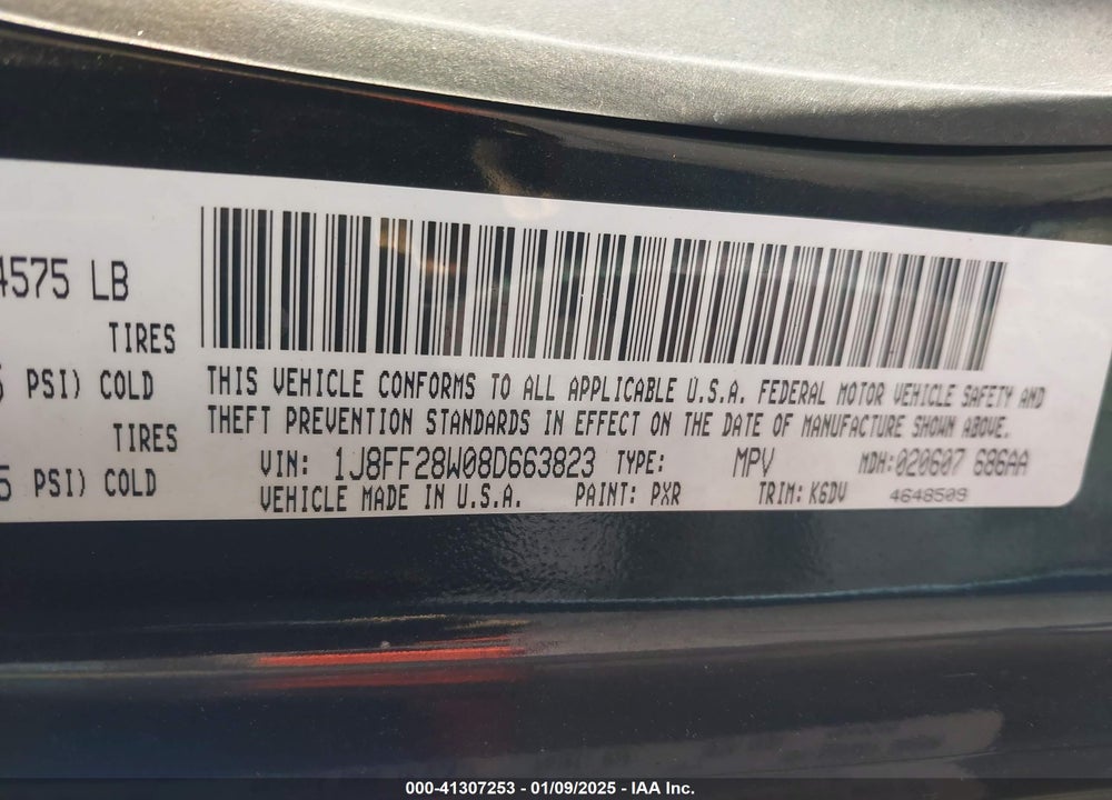 2008 JEEP PATRIOT SPORT VIN: 1J8FF28W08D663823