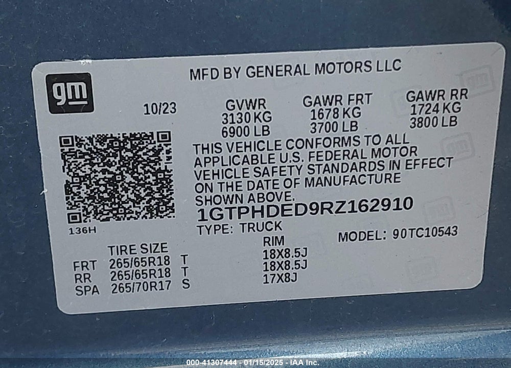 2024 GMC SIERRA 1500 VIN: 1GTPHDED9RZ162910