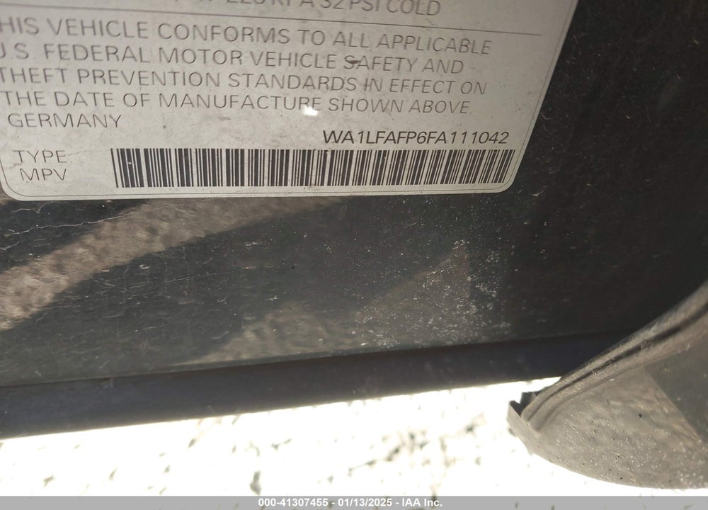 2015 AUDI Q5 2.0T PREMIUM VIN: WA1LFAFP6FA111042