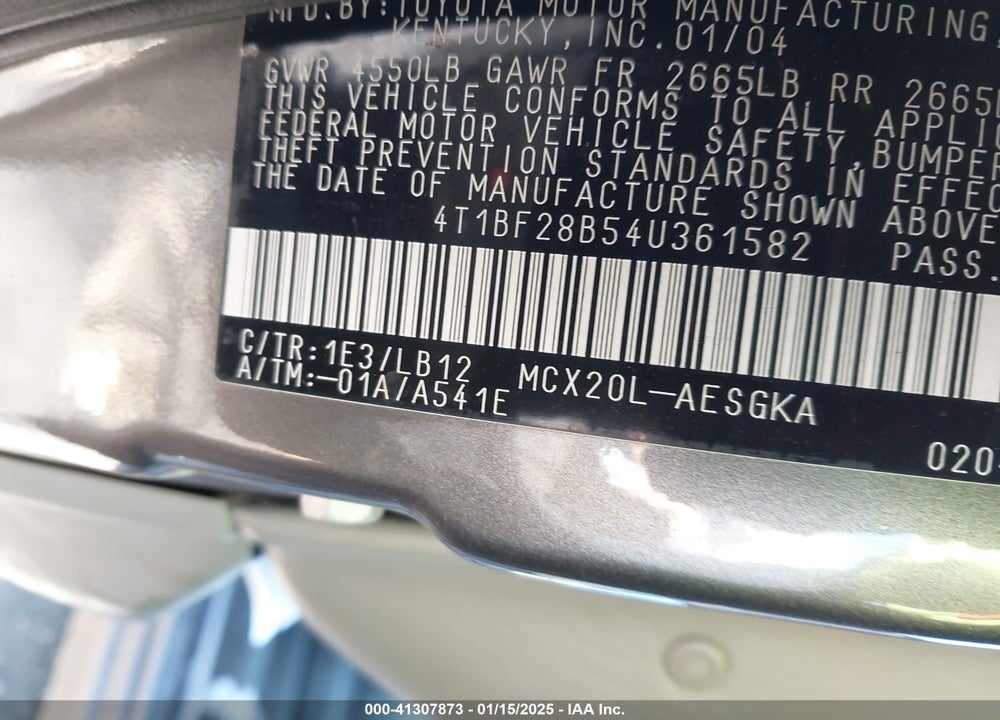 2004 TOYOTA AVALON XLS VIN: 4T1BF28B54U361582