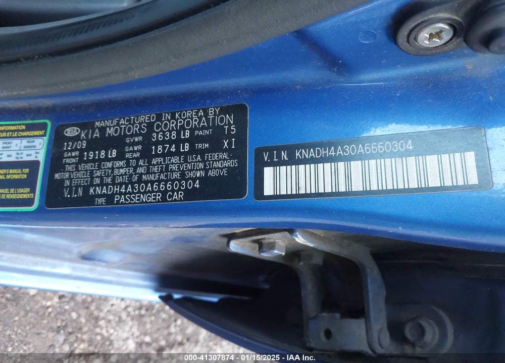 2010 KIA RIO VIN: KNADH4A30A6660304