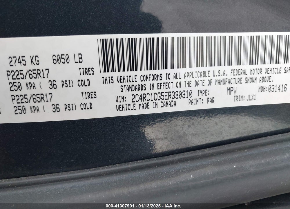 2014 CHRYSLER TOWN & COUNTRY TOURING-L 30TH ANNIVERSARY VIN: 2C4RC1CG5ER330310