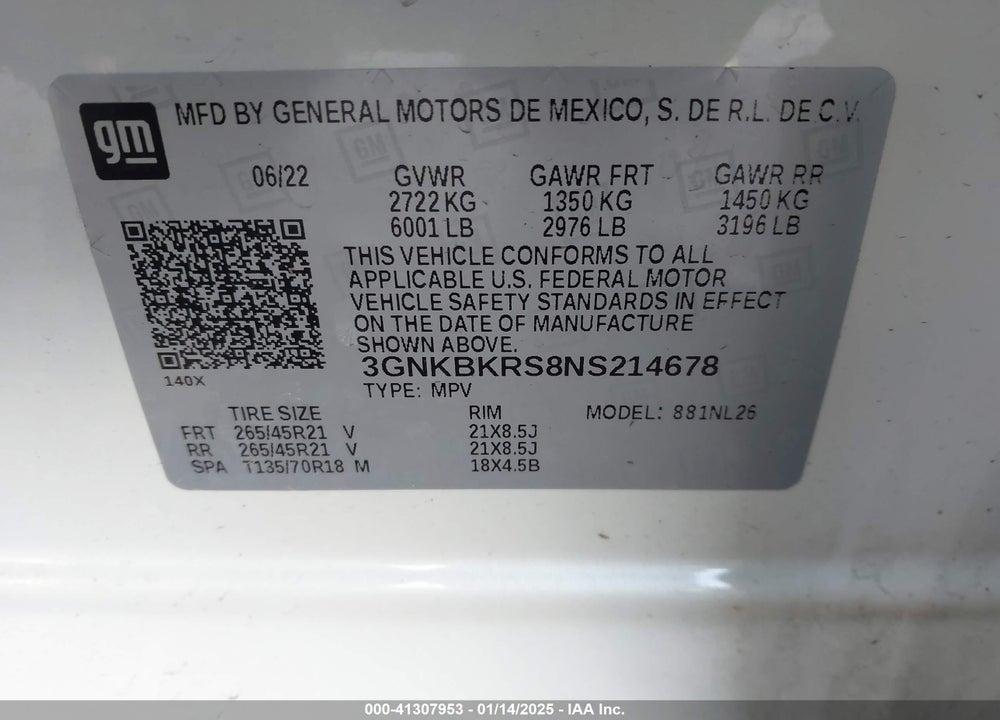 2022 CHEVROLET BLAZER AWD RS VIN: 3GNKBKRS8NS214678
