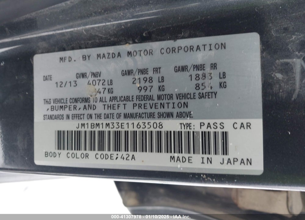 2014 MAZDA 3 S GRAND TOURING VIN: JM1BM1M33E1163508