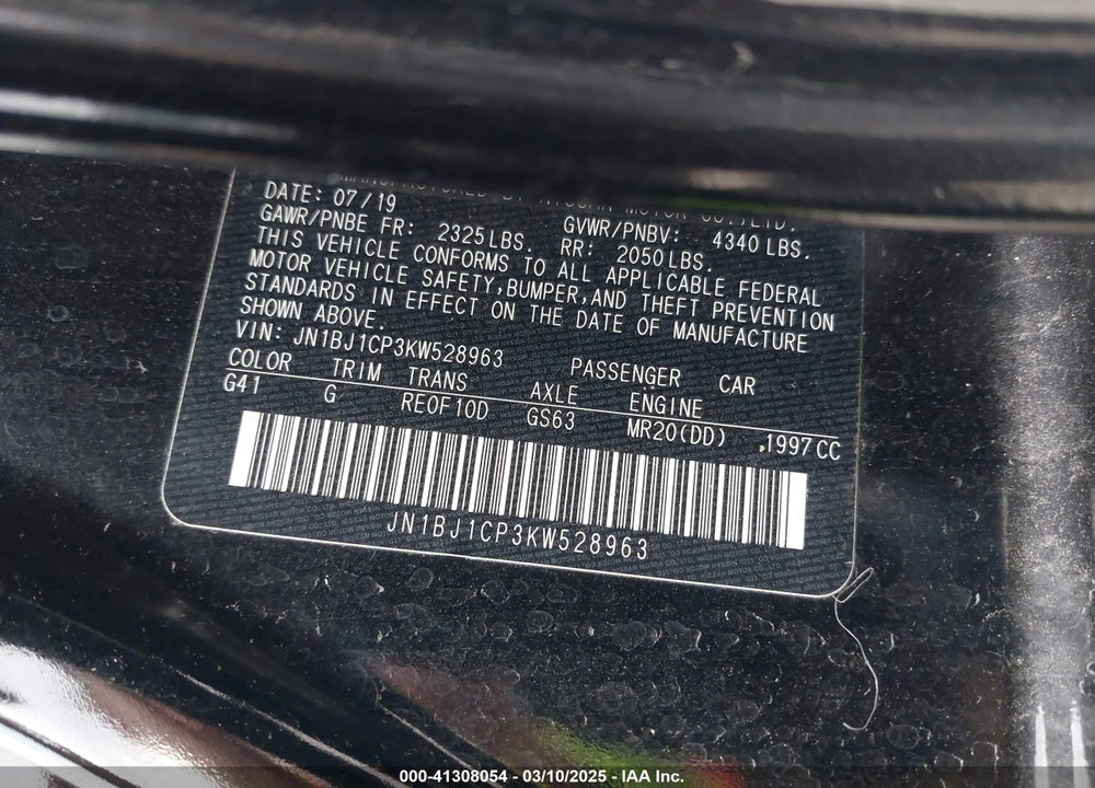 2019 NISSAN ROGUE SPORT VIN: JN1BJ1CP3KW528963