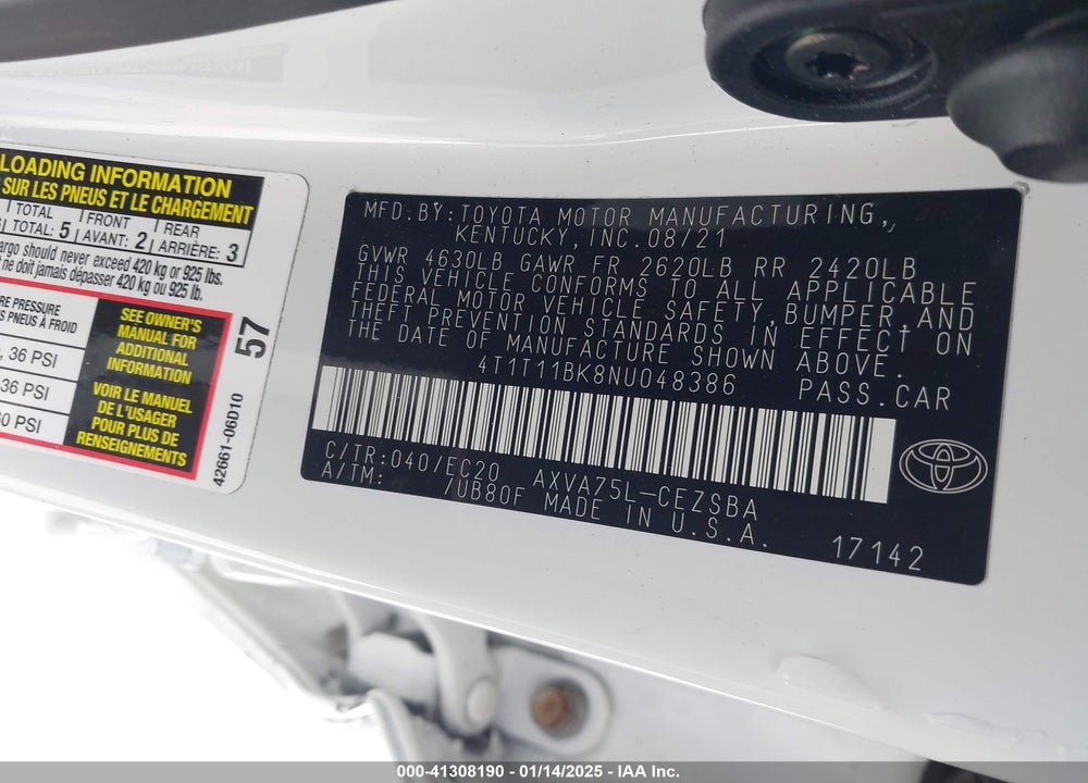 2022 TOYO CAMRY SE NIGHTSHADE VIN: 4T1T11BK8NU048386