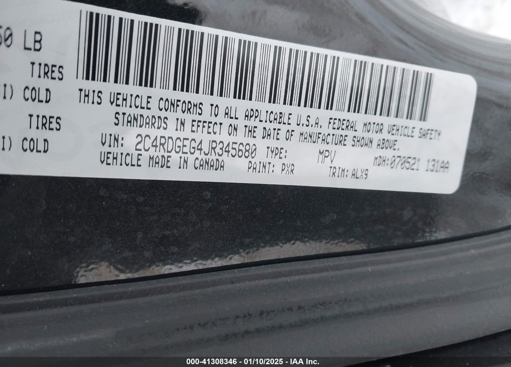 2018 DODGE GRAND CARAVAN GT VIN: 2C4RDGEG4JR345680