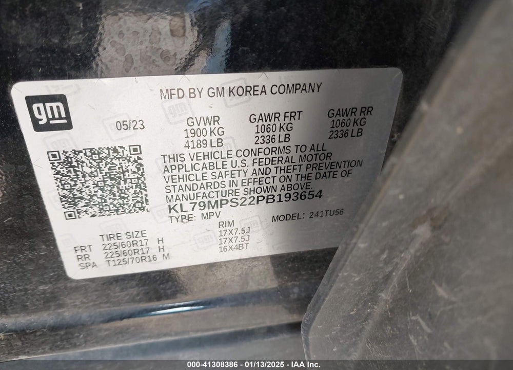 2023 CHEVROLET TRAILBLAZER VIN: KL79MPS22PB193654