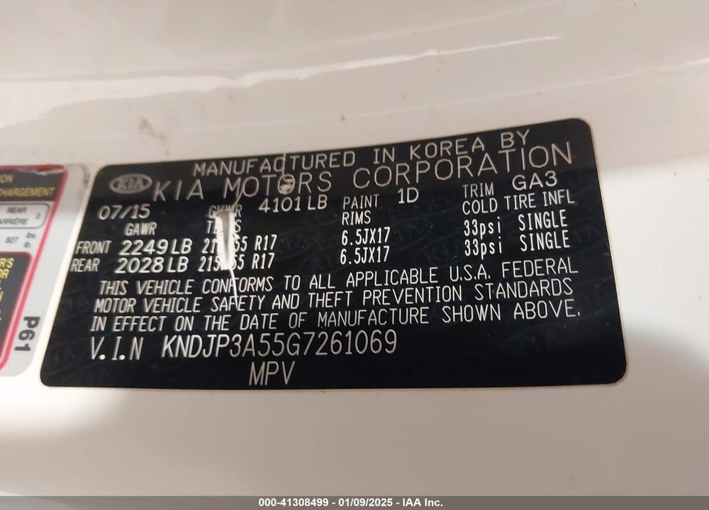 2016 KIA SOUL VIN: KNDJP3A55G7261069