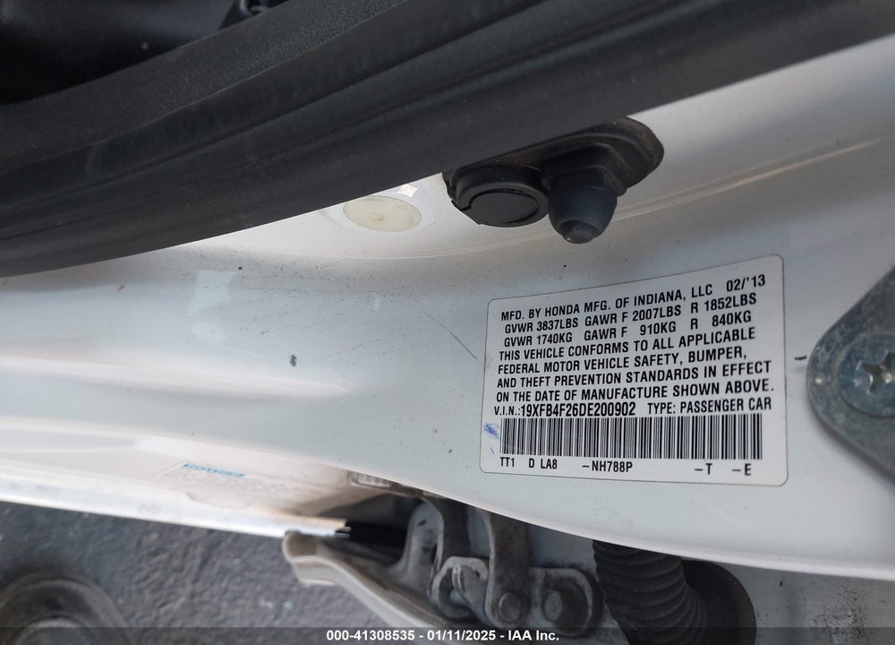 2013 HONDA CIVIC HYBRID VIN: 19XFB4F26DE200902