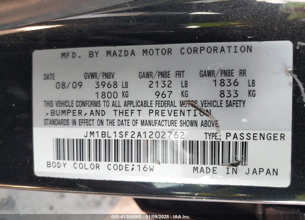 2010 MAZDA 3 I SPORT VIN: JM1BL1SF2A1202762