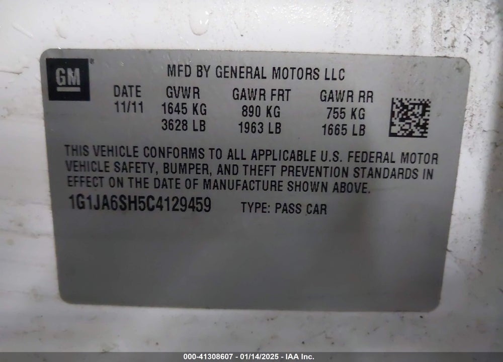 2012 CHEVROLET SONIC 2LS VIN: 1G1JA6SH5C4129459